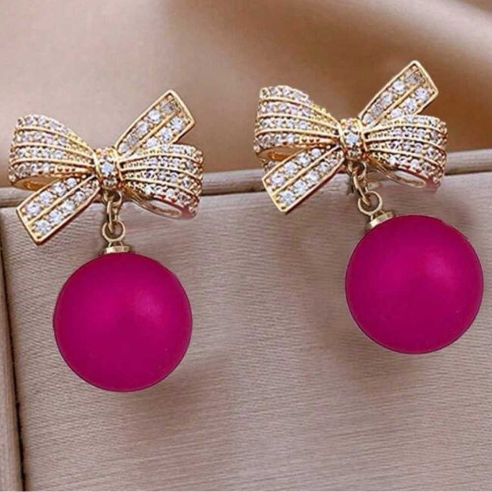 Baubles and Bows - Fuchsia Earrings